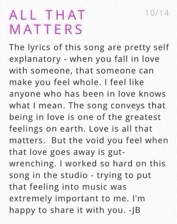you're all that matters to me.