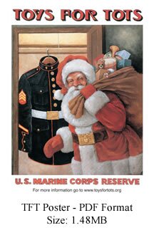The mission of the U. S. Marine Corps Reserve Toys for Tots Program is to collect new, unwrapped toys to give to children in need at Christmas.