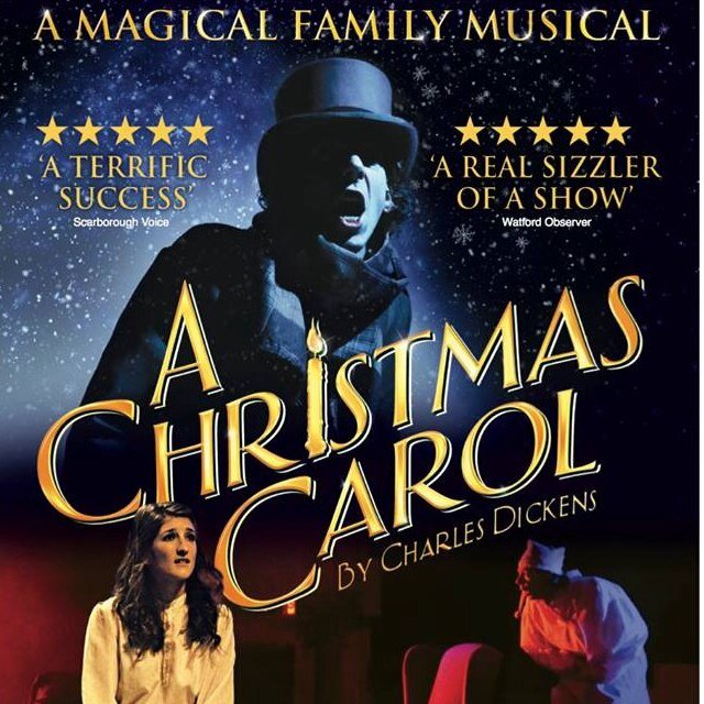 Talkwood Productions presents A Christmas Carol UK Tour 2013/14. Written by Joshua Sills and Stephen Leask, Music and Lyrics by Patrick and Jess Rufey