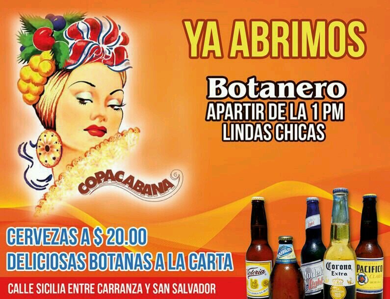 Bar BOTANERO, estamos en Calle Sicilia entre Carranza y San Salvador, a partir de la 1pm, de lunes a sábado.