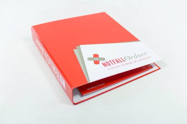 Notfallordner, Vorsorgevollmacht, Patientenverfügung, Sorgerechtsverfügung, Testament, Vorsorgevollmacht, Kontovollmacht, Notfallmappe, Vorsorgemappe
