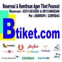 Btiket's profile picture. KEMITRAAN AGEN TIKET PESAWAT & KERETA API llReservasi Tiket Pesawat & Kereta Api | Paket Tour | Rental Mobil , Call : 081334602248 » Pin : 298556F6 / 238FED43