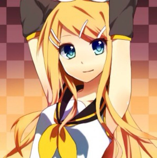 Rin Kagamine, sister to twin brother Len Kagamine. Vocaloid 02. Blond hair, blue eyes, and a lot of love. ||Single||18||