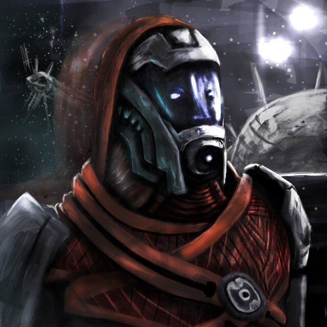 A friendly Quarian council guard.