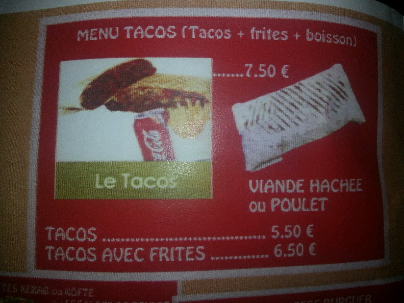 32 bis av de grande bretagne
 tacos, hummer, kebab 
COMMANDE AU 0623625406