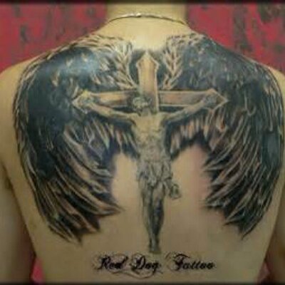 Country Boy Tattoo On Man Upper Back