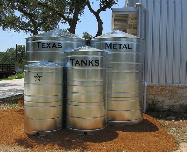 We build the classic Texas metal cisterns - from 90 gallons to 5000 gallons. Galvanized and Stainless. Shipping / Delivery available.