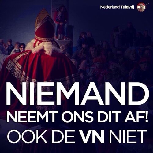 Zwarte piet mag niet weg. Volg ons als je dat ook vind.