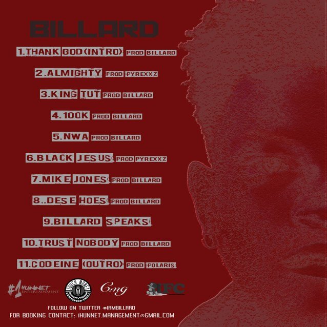 Promotional Page of Recording Artist @Iambillard
