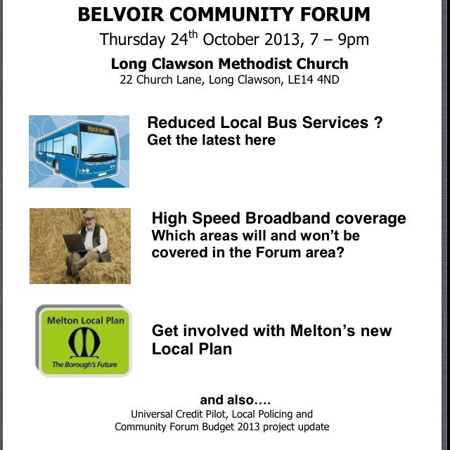 Melton Town - Belvoir - Melton West - Calling all residents! HAVE YOUR SAY and get involved with your local Community Forum