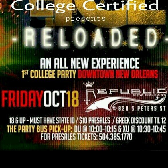 This is your link to all of the Hottest College Parties in New Orleans!!!! #XU #DU #SUNO #UNO #LU #TU #DCC #CollegelifeSpring13NOLA