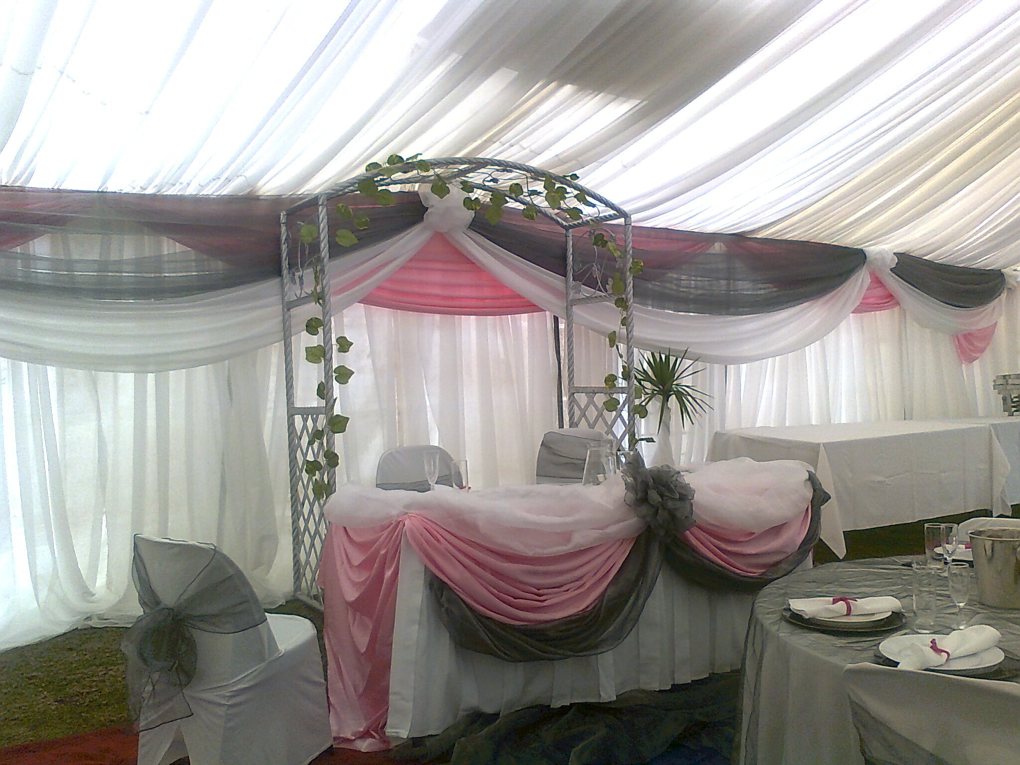Amanzima  Décor  and  Catering  renders décor  services, hiring  out  chairs, tents  and  tables, and sound system and dj's.