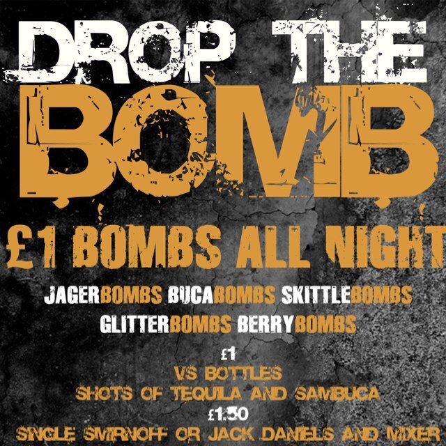 £1 Bombs, Shots and Drinks!

£10,000 of Giveaways during October! #EpicOctober

http://t.co/mpPwtm6GPA
