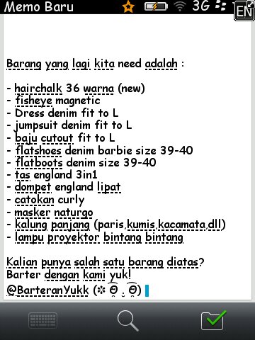TRUSTED☺ || Sebelum barter,cek ava dan cek favorit kita dulu ya! :) ♥ Barter khusus daerah JABODETABEK,kecuali barang yg aqu need boleh daerah mana aja! =)