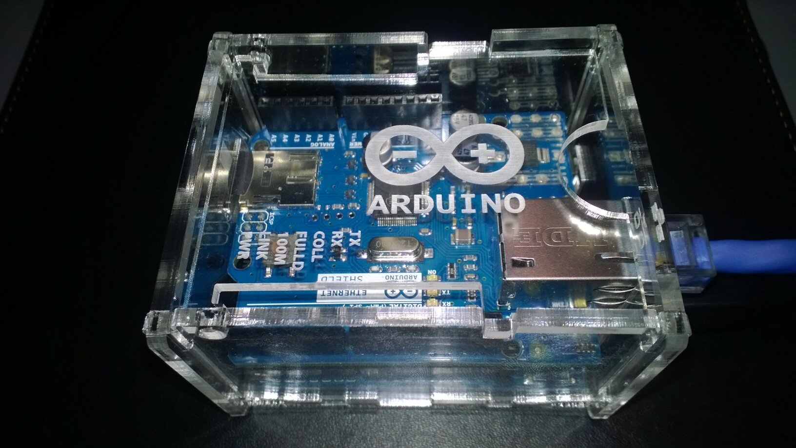 I'm an ArduinoUno with an ethernet shield, allowing me to Tweet. I was born on October 25, 2013. Thank you Master Jules for giving me life!