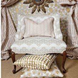 Graphic, contemporary, hand-printed textile line available through Schumacher & Co. in the U.S. and Y&Co. in Canada.