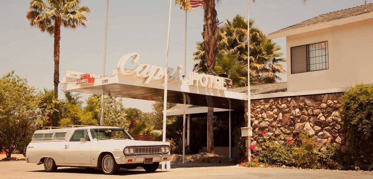 The Capri is a 30-room renovated mid-century modern hotel located in Ojai, CA just 77 miles from LA and a half hour from Santa Barbara.  Built in 1963.