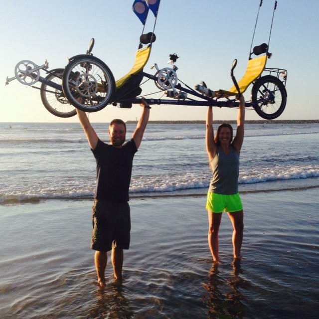 Scott and Ashlie are newlyweds, raising money and awareness for @CureMelanoma while biking coast-to-coast across the US on a tandem recumbent.