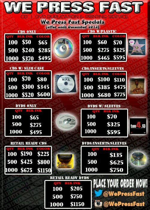 Let us bring all your marketing & media idea's to life @Wepressfast 
Best rates in Texas
Professional quality guaranteed
Standard 2-3 day turn around
24 Hour tu