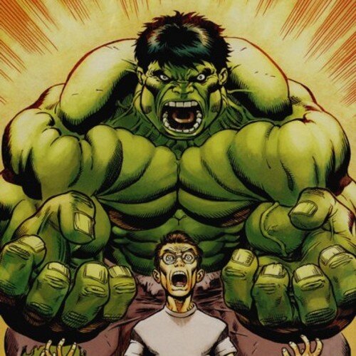 The Hulk is a gigantic, green, irradiated, mutated humanoid monster with an immeasurable amount of strength that grows with his inability to control his rage.