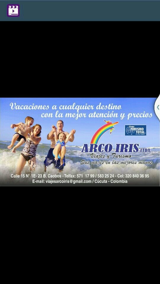 agencia de viajes arco iris calle 15 # 1e - 23 barrio caobos telfax:5711799/5832524 cel:3208403695