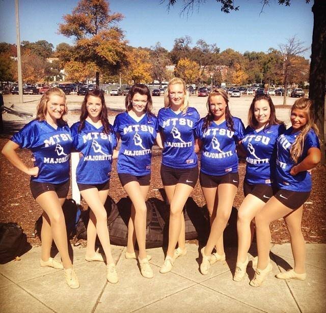 Middle Tennessee State University Majorettes. Showing support for our MT Blue Raiders as we twirl our hearts out with the Band of Blue!
