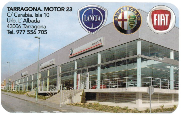 MOTOR_23's profile picture. MOTOR 23

Concesionario Oficial en la Provincia de Tarragona de FIAT, ABARTH, LANCIA, ALFA ROMEO, JEEP, FIAT PROFESSIONAL y SUBARU