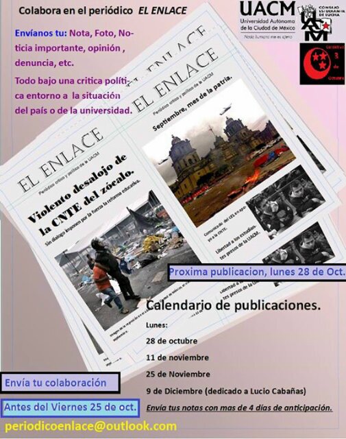 #UACM #PERIODISMOLIBRE #NOTASPERIOSITICAS elaboradas por estudiantes de la Universidad Autónoma de la Ciudad de México