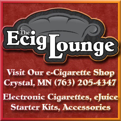 The E-Cig Lounge sells electronic cigarettes, eJuice, starter kits, and eCig accessories in Crystal, Minnesota.