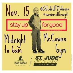 StJudeUTDWinona's profile picture. Bringing national awareness and fundraising efforts for St. Jude to Winona State University - Staying up for good for the children of St. Jude