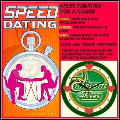 Want to meet other singles here at UNCC? You're in luck! We are holding a speed dating event in the Lucas Room of the Cone University Center on November 26th!