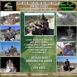 The Best Old Mexico Outfitters. Ranch Leases and For Sale, Package Hunts. Whitetail, Mule Deer, Quail, Duck, Coyote, Wild Boar. Visit Our Website.