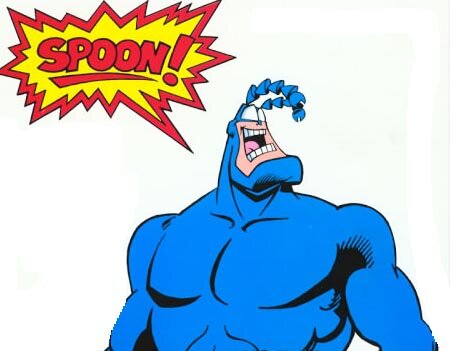 With my sidekick Arthur I The Tick will save the city from evil. Evil beware!! #Spoon