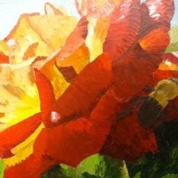 caregiver to stroke survivor husband, artist - oil on canvas of roses, foods and cades cove