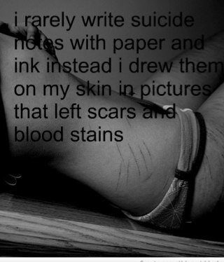 Depressed. Self Harmer. EDNOS. I listen to what the voices tell me.