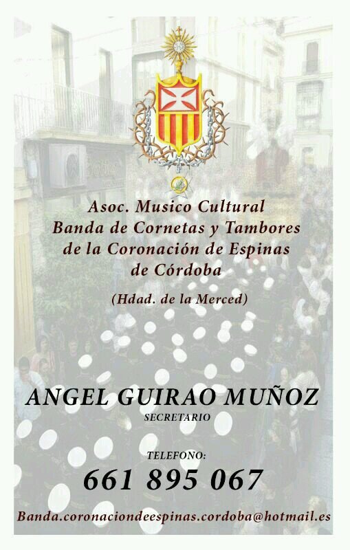 Twitter oficial para las contrataciones de la banda de la.Coronación de Espinas de Córdoba.