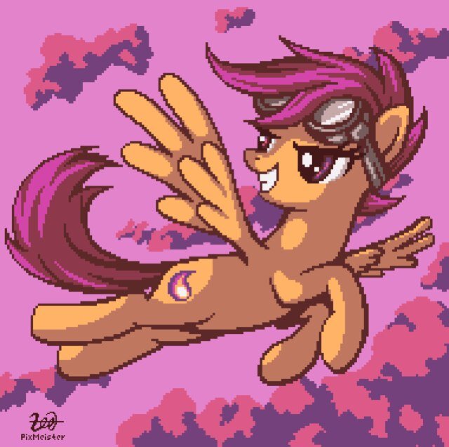 Exact copy of Scootaloo. Huge fan of Rainbow Bot.