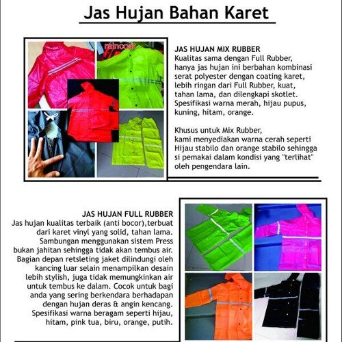 Sedia jas hujan trendy,, warna variatif., kualitas mantap b:d