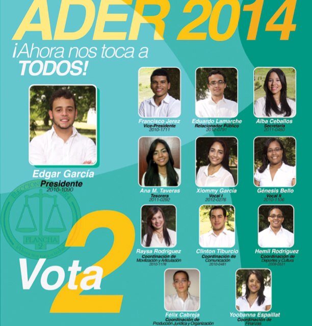 Cuenta oficial de la Plancha #2 ADER14. Síguenos y entérate de nuestras propuestas! Presidente: Edgar García. Vicepresidente: Francisco Jerez.