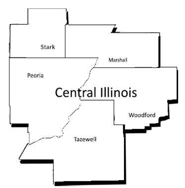 Central Illinois Emergency Information serves the five Illinois counties of Peoria, Tazewell, Woodford, Marshall, and Stark.