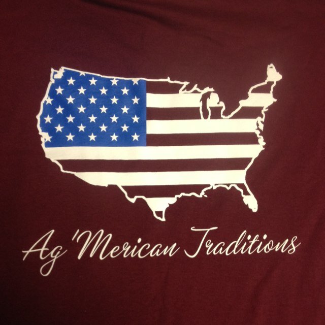 Spread the Traditions by wearing Ag'Merican Traditions shirts around campus. Pay cash when you pick up! Fill out the google doc to order. Thanks and gig em