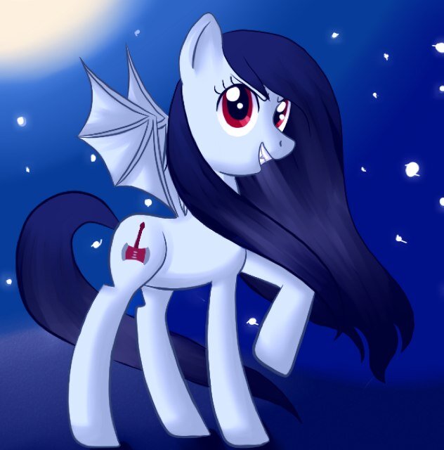 Hey, I am Marceline the vampire pony. Vampire Queen too! I am in Adventure Time. But this is me as a pony. ((RP HEAVY)) Don't mess with me!