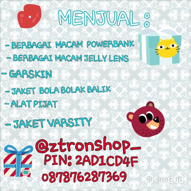 cm bs #barter seJABODETABEK♥ aku jual powerbank,car seat organizer,jersey,jaket bolakbalik,Jelly Lens,dll♥IG : ztronshop_ |pict?testi?fav♥