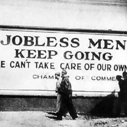 The economic crisis beginning with the stock market crash in 1929 and continuing through the 1930s.