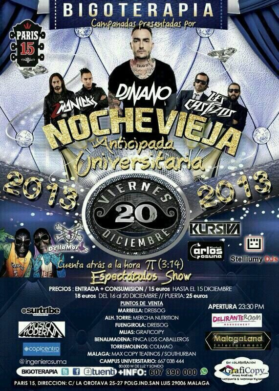 Nochevieja anticipada en Paris 15. ¿Te lo vas a perder? Entradas hablad por MD.