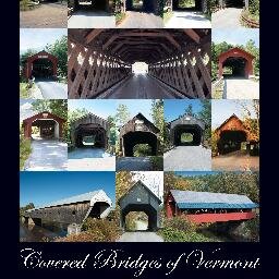 The Covered Bridges of Vermont print features 19 photographs of covered bridges taken throughout the state by photographer by photographer, Ray Arsenault