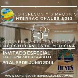 Convencion Internacional de Estudiantes de medicina. Isla de margarita Hotel Duness Beach Resort. Del 20 al 22 de junio del 2014.