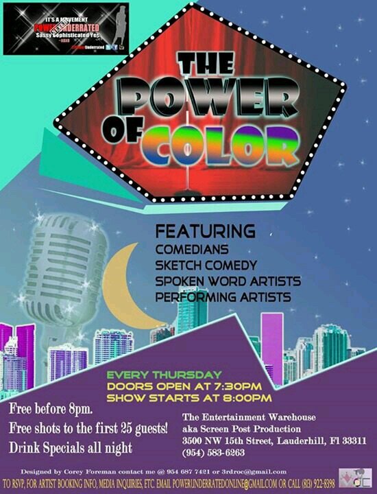 a sketch comedy show featurings skits, stand up comedians, spoken word artists & musical performances.                   powerunderratedonline@gmail.com