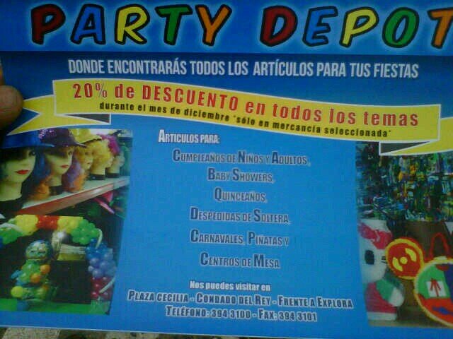 Party Depot Plaza Cecilia Condado del Rey  Frente a Explora , decoracion para tus fiestas y eventos, vendemos temas de fiestas infantiles y adultos  394-3100