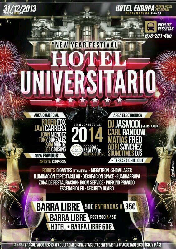 Quieres ser RRPP para el fieston de Fin de año en el Hotel Universitario? Contacta conmigo x MD!!